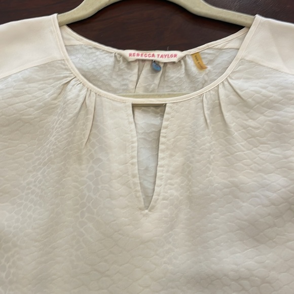 Rebecca Taylor silk white blouse with keyhole at hop. Size 0. - Picture 2 of 3
